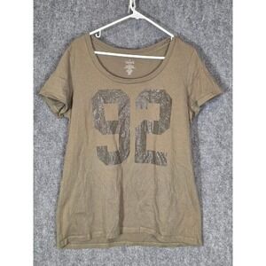 Torrid Womens Plus Sz 2 Olive Green Sequin 92 Graphic Short Sleeve TShirt Casual